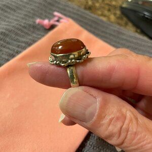 Sterling Silver and Carnelian Filigree Ring Sz 5 1/2